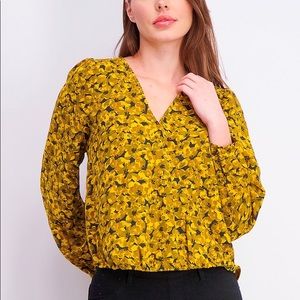 A New Day Floral Print Puff Long Sleeve Blouse